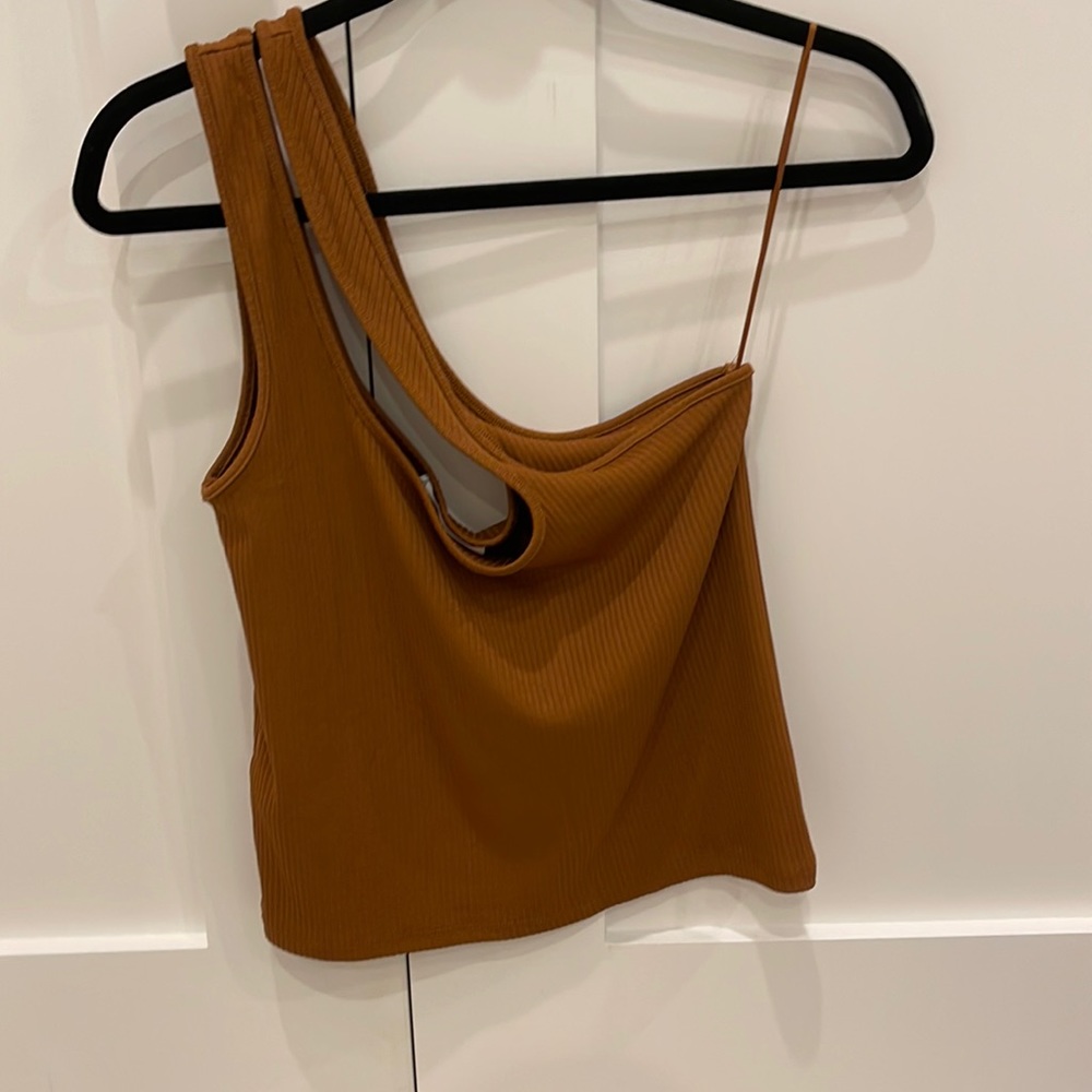 Light brown one shoulder tank